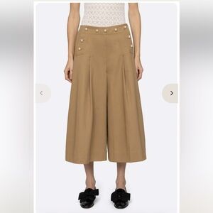 Sea New York Tan Wide-Leg Pants with Button Detail